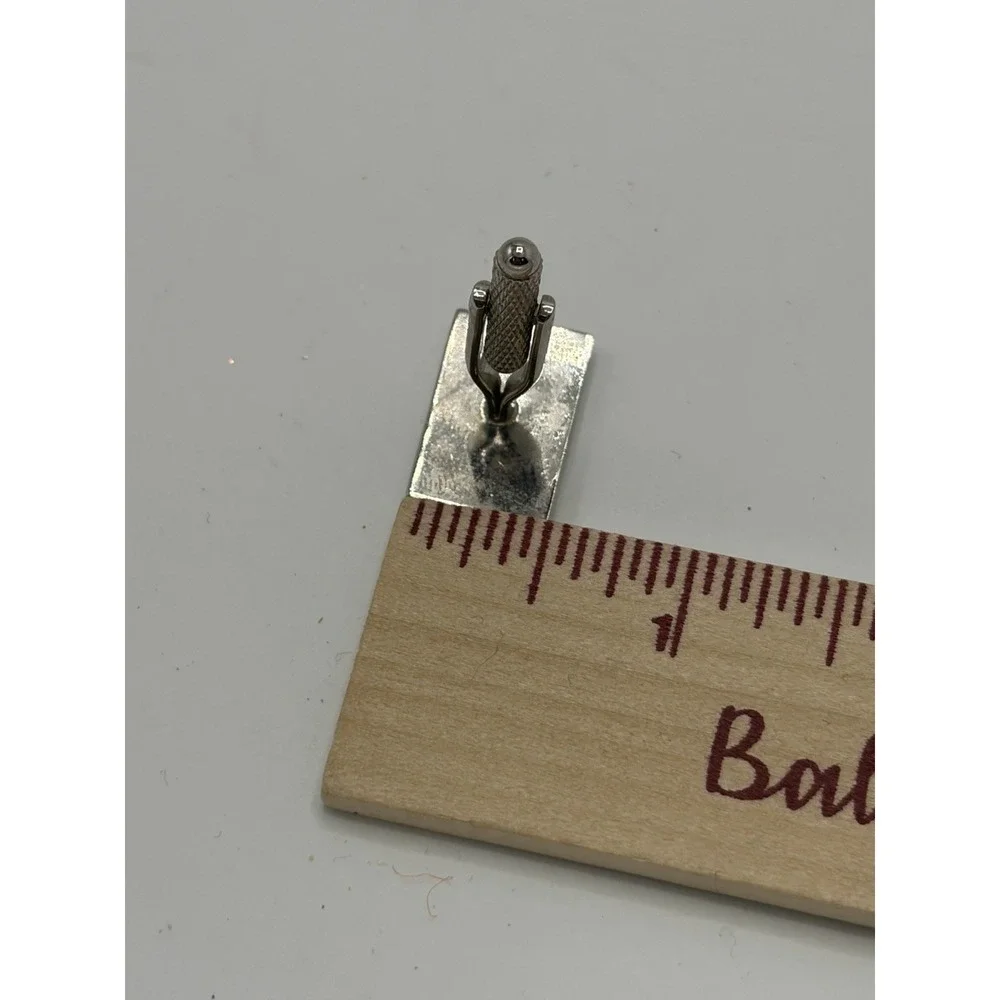 Vintage MCM Modernist Cufflinks H Engraved Silver Tone Metal